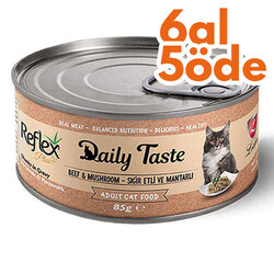 Reflex - Reflex Daily Taste Sığır ve Mantar (Sos İçinde Et Parçacıklı) Kedi Konservesi 85 Gr - 6 Al 5 Öde