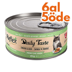Reflex Daily Taste Tavuklu ve Ördekli (Kıyılmış Etli) Kedi Konservesi 85 Gr - 6 Al 5 Öde - Reflex