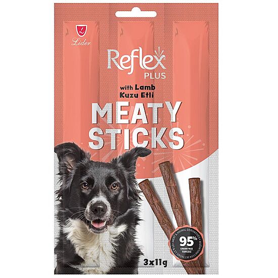 Reflex Dog Stick Kuzu Etli Köpek Tahılsız Ödül Çubukları 11 Gr x 3 Stick - 1