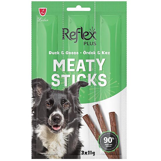 Reflex Dog Stick Ördek ve Kaz Eti Köpek Tahılsız Ödül Çubukları 11 Gr x 3 Stick - 1