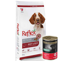 Reflex - Reflex High Energy Biftekli Köpek Maması 15 Kg + 5 Adet Challenge 400 Gr Konserve