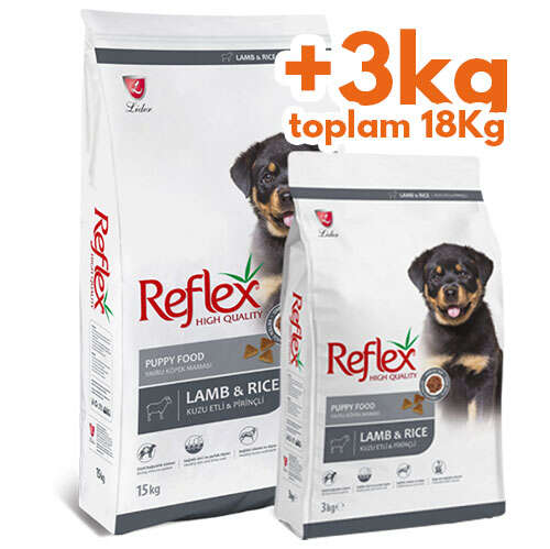 Reflex Kuzu Etli Yavru Kopek Mamasi 15 Kg 3 Kg Toplam 18 Kg Kampanyali Kopek Kuru Mamalari Bonus Paketler Kopek Kuru Mamalari Reflex