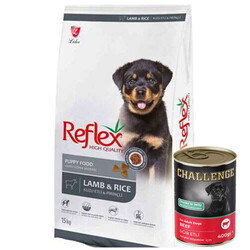 Reflex - Reflex Kuzu Etli Yavru Köpek Maması 15 Kg + 5 Adet Challenge 400 Gr Konserve