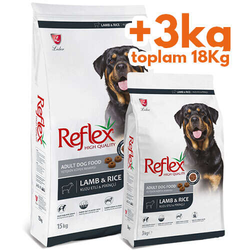 Reflex Kuzu Etli Yetiskin Kopek Mamasi 15 Kg 3 Kg Toplam 18 Kg Kopek Kuru Mamalari Bonus Paketler Kampanyali Kopek Kuru Mamalari Reflex