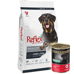 Reflex - Reflex Kuzu Etli Yetişkin Köpek Maması 15 Kg + 5 Adet Challenge 400 Gr Konserve