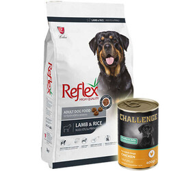 Reflex - Reflex Kuzu Etli Yetişkin Köpek Maması 15 Kg + 5 Adet Challenge 400 Gr Konserve