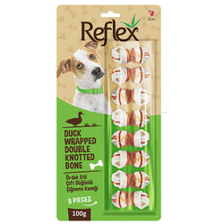 Reflex - Reflex Double Ördek Etli Çift Düğümlü Çiğneme Burgu Kemiği 100 Gr - 8 li Paket