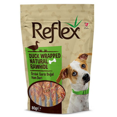 Reflex Ördek Sarılı Doğal Ham Deri Köpek Ödülü 80 Gr