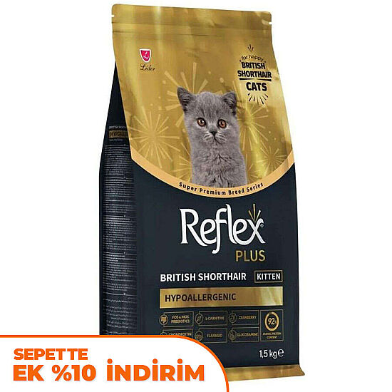 Reflex Plus Hypoallergenic Kitten British Shorthair Özel Irk Yavru Kedi Maması 1,5 Kg - 1
