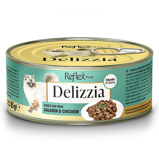 Reflex Plus Delizzia Soslu Tavuk Etli ve Somonlu Kedi Konservesi 85 Gr - 1
