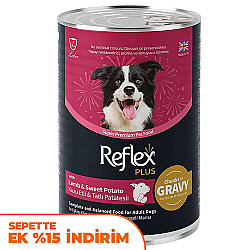 Reflex Plus Gravy Kuzu ve Tatlı Patates Et Parçacıklı Soslu Köpek Konservesi 400 Gr - 1
