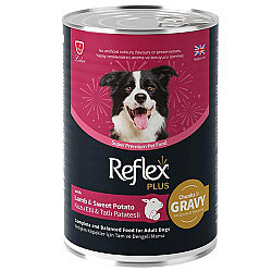 Reflex Plus Gravy Kuzu ve Tatlı Patates Et Parçacıklı Soslu Köpek Konservesi 400 Gr - Reflex