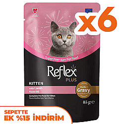Reflex Plus Kitten Pouch Kuzu Etli Yavru Kedi Yaş Maması 85 Gr x 6 Adet - Reflex
