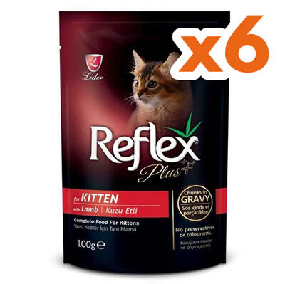 Reflex Plus Kitten Pouch Kuzu Etli Yavru Kedi Yaş Maması 100 Gr x 6 Adet