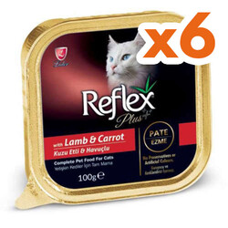 Reflex - Reflex Plus Kuzu Etli Havuçlu Ezme Kedi Yaş Maması 100 Gr x 6 Adet