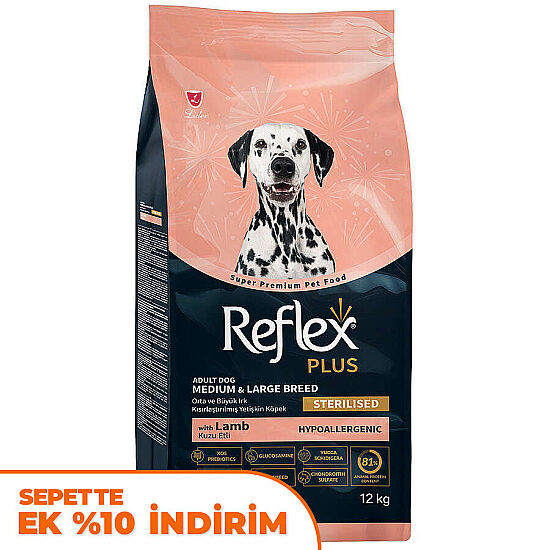 Reflex Plus Kuzu Etli Orta ve Büyük Irk Kısırlaştırılmış Yetişkin Köpek Maması 12 Kg - 1