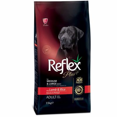 Reflex Plus Kuzu Orta ve Büyük Irk Köpek Maması 15 Kg + 4 Adet Temizlik Mendili