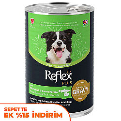 Reflex Plus Gravy Beyaz Balıklı ve Tatlı Patates Et Parçacıklı Soslu Köpek Konservesi 400 Gr - Reflex