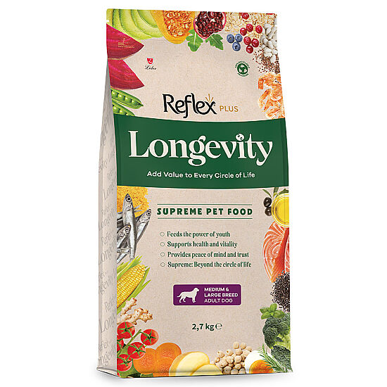 Reflex Plus Longevity Orta ve Büyük Irk Yetişkin Köpek Maması 2,7 Kg - 1