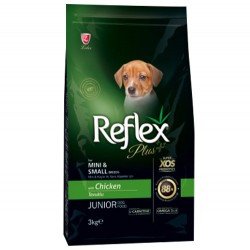 Reflex - Reflex Plus Mini & Small Tavuk Küçük Irk Yavru Köpek Maması 3 Kg + 2 Adet Temizlik Mendili