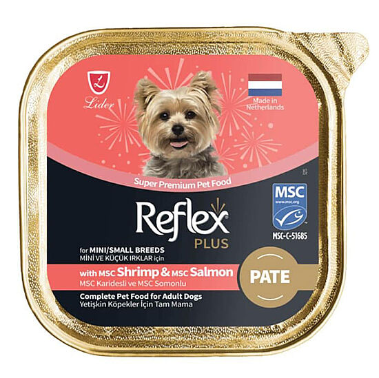 Reflex Plus Pate Karidesli ve Somonlu Küçük Irk Köpek Yaş Maması 85 Gr - 1