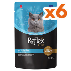 Reflex Plus Pouch Gravy Beyaz Balıklı Soslu Kedi Yaş Maması 85 Gr x 6 Adet - Reflex
