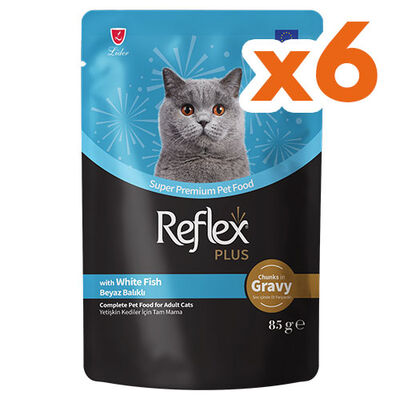 Reflex Plus Pouch Gravy Beyaz Balıklı Soslu Kedi Yaş Maması 85 Gr x 6 Adet - 1