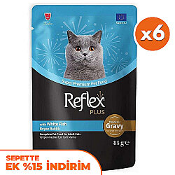 Reflex Plus Pouch Gravy Beyaz Balıklı Soslu Kedi Yaş Maması 85 Gr x 6 Adet - Reflex