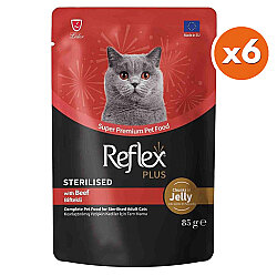 Reflex Plus Sterilised Pouch Jelly Biftekli Kısırlaştırılmış Kedi Yaş Maması 85 Gr x 6 Adet - Reflex