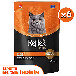 Reflex Plus Pouch Gravy Kuzu Etli Soslu Kedi Yaş Maması 85 Gr x 6 Adet - Reflex