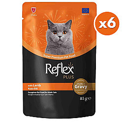 Reflex Plus Pouch Gravy Kuzu Etli Soslu Kedi Yaş Maması 85 Gr x 6 Adet - Reflex