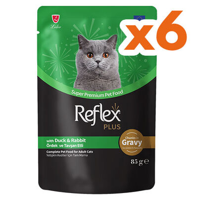 Reflex Plus Pouch Gravy Ördek ve Tavşan Soslu Kedi Yaş Maması 85 Gr x 6 Adet - 1