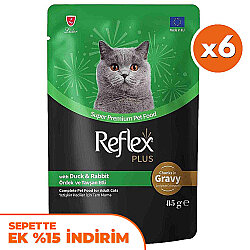 Reflex Plus Pouch Gravy Ördek ve Tavşan Soslu Kedi Yaş Maması 85 Gr x 6 Adet - Reflex
