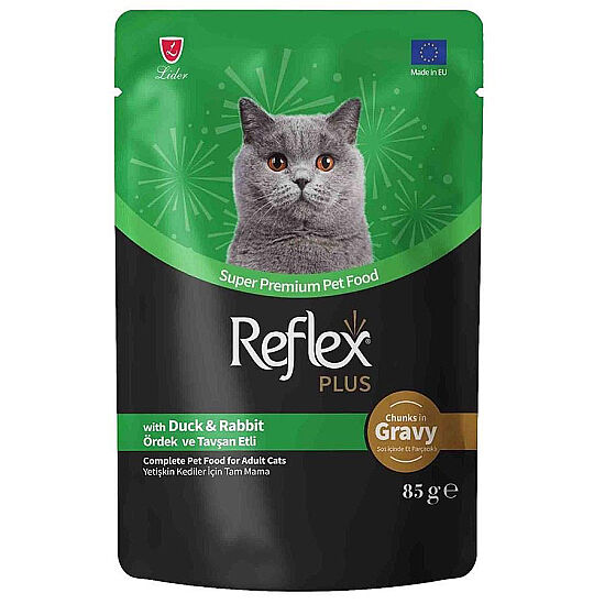 Reflex Plus Pouch Gravy Ördek ve Tavşan Soslu Kedi Yaş Maması 85 Gr - 1