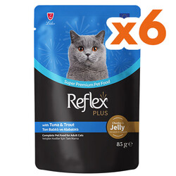 Reflex Plus Pouch Jelly Ton ve Alabalıklı Jöleli Kedi Yaş Maması 85 Gr x 6 Adet - Reflex