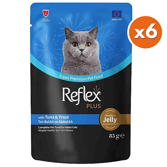 Reflex Plus Pouch Jelly Ton ve Alabalıklı Jöleli Kedi Yaş Maması 85 Gr x 6 Adet - 1