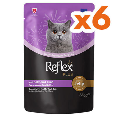 Reflex Plus Pouch Jelly Ton ve Somonlu Jöleli Kedi Yaş Maması 85 Gr x 6 Adet - 1