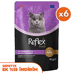 Reflex Plus Pouch Jelly Ton ve Somonlu Jöleli Kedi Yaş Maması 85 Gr x 6 Adet - Reflex
