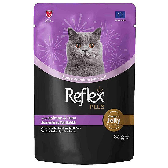 Reflex Plus Pouch Jelly Ton ve Somonlu Jöleli Kedi Yaş Maması 85 Gr - 1