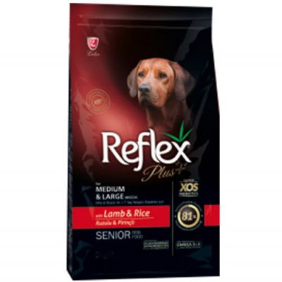 Reflex Plus Senior Orta ve Büyük Irk Kuzu Yaşlı Köpek Maması 15 Kg + 5 Adet Challenge 400 Gr Konserve