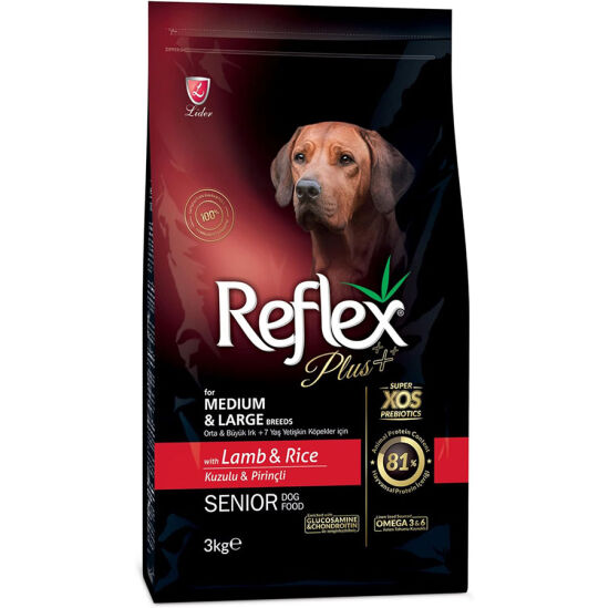 Reflex Plus Senior Orta ve Büyük Irk Kuzu Yaşlı Köpek Maması 3 Kg - 1