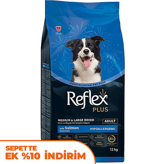 Reflex Plus Somonlu Orta ve Büyük Irk Köpek Maması 12 Kg - 1