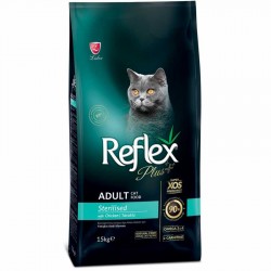 Reflex - Reflex Plus Sterilised Tavuk Kısırlaştırılmış Kedi Maması 15 Kg + 4 Adet Temizlik Mendili