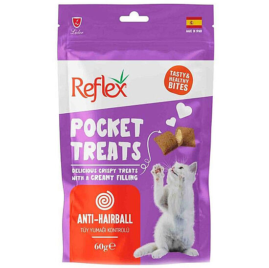 Reflex Pocket Treats Anti-Hairball Tüy Yumağı Kedi Ödülü 60 Gr - 1