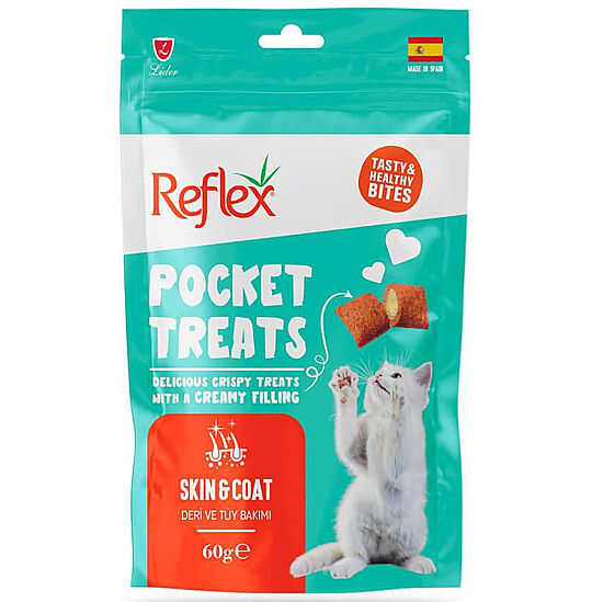 Reflex Pocket Treats Skin Coat Deri ve Tüy Sağlığı Kedi Ödülü 60 Gr - 1