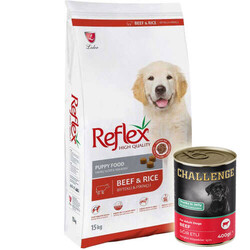 Reflex - Reflex Puppy Biftekli Yavru Köpek Maması 15 Kg + 5 Adet Challenge 400 Gr Konserve