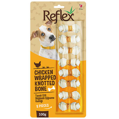 Reflex Tavuk Etli Düğümlü Çiğneme Burgu Kemiği 100 Gr - 8 li Paket