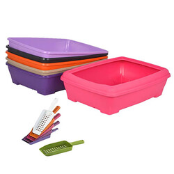 Relax Pembe Açık Kedi Tuvaleti + Kürek 50 x 38 x 14 Cm - Relax