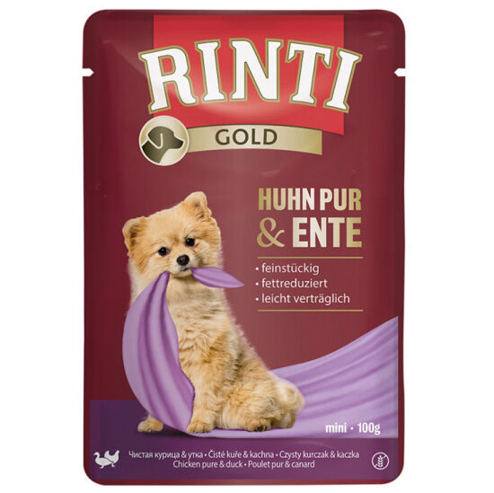 Rinti Pouch Gold Tavuk ve Ördek Etli Küçük Irk Köpek Yaş Maması 100 Gr - 1