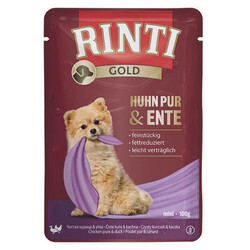 Rinti - Rinti Pouch Gold Tavuk ve Ördek Etli Küçük Irk Köpek Yaş Maması 100 Gr